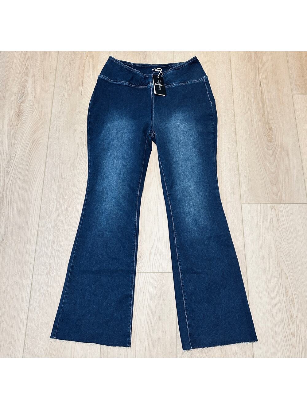 Flamingals Flare Jeans Pull on Stretch denim Size 2XL NWT
